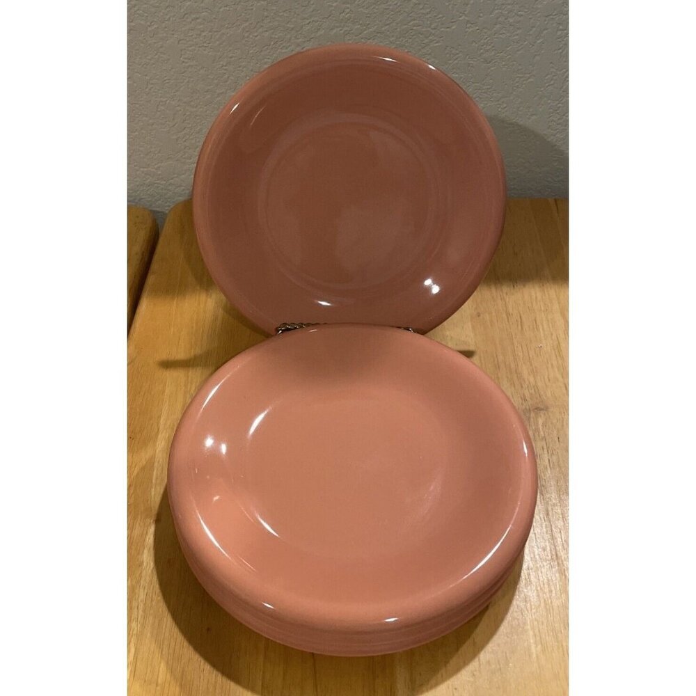 Mervyn’s Japan Salad Plates Salmon Pink Stoneware 7.5‎ Inch Vintage Set Of 4